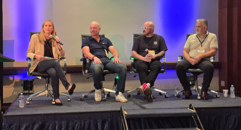 Jackie Kuehlmann (L) hosted a panel that addressed all facets of the supply chain.